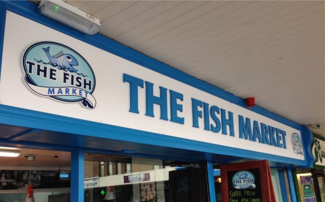 PVC Raised Letters with Vinyl Logo Graphic - The Fish Market