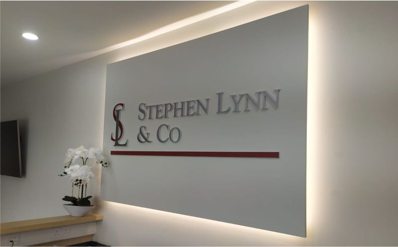Raised Foamex Letters on Floating Panel with Halo Illumination - Stephen Lynn and Co.